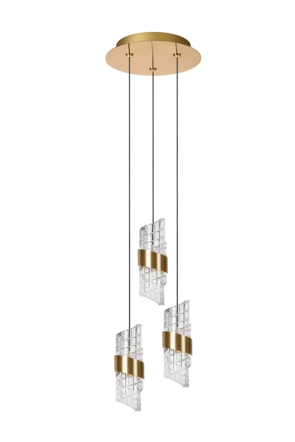 Lucide KLIGANDE - Lámpara colgante - Ø 25 cm - LED Regul. - 3x8W 2700K - Oro mate / Latón - UIT